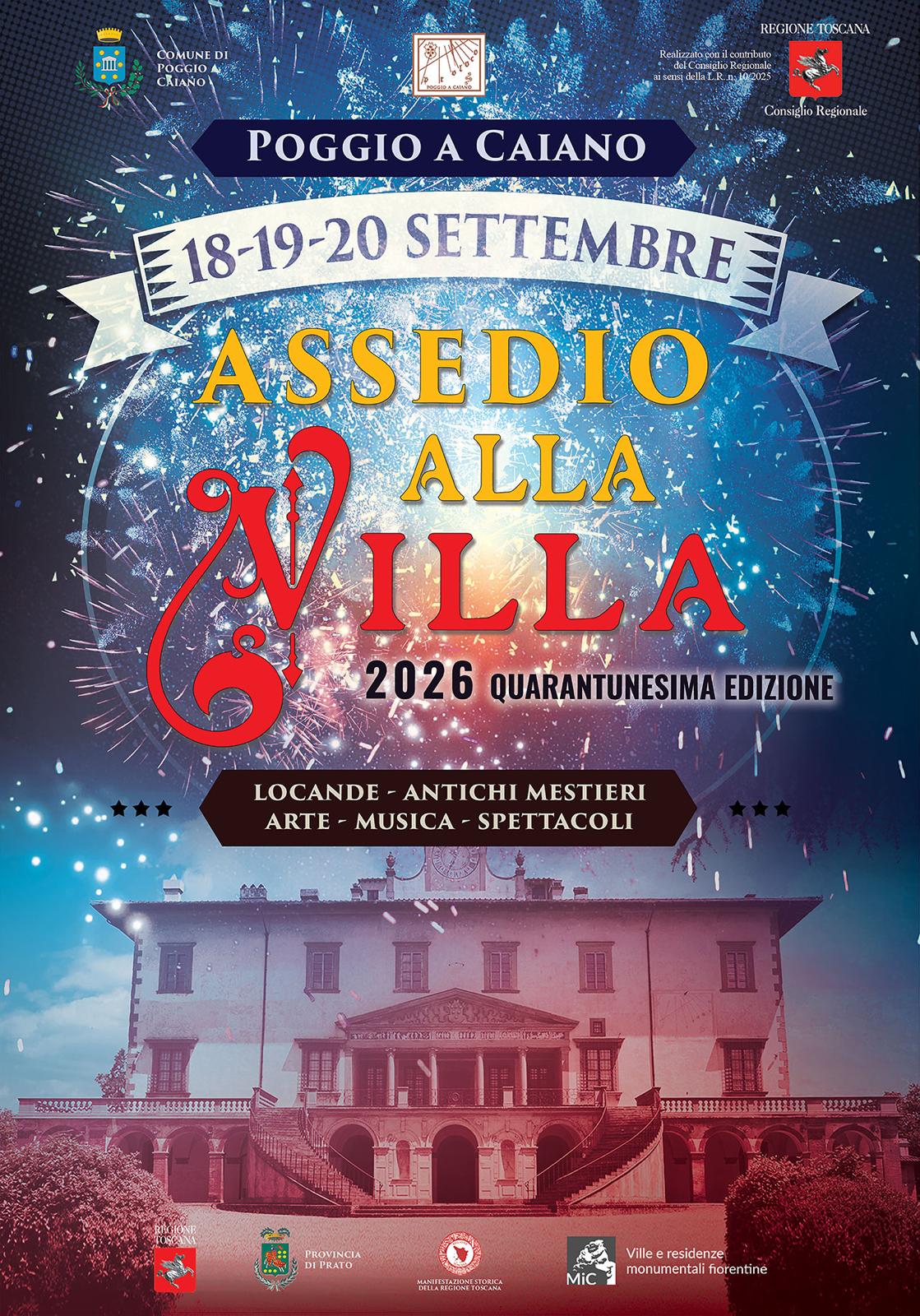Locandina ufficiale dell'Assedio alla Villa 2026, 18-19-20 settembre, 41ª edizione